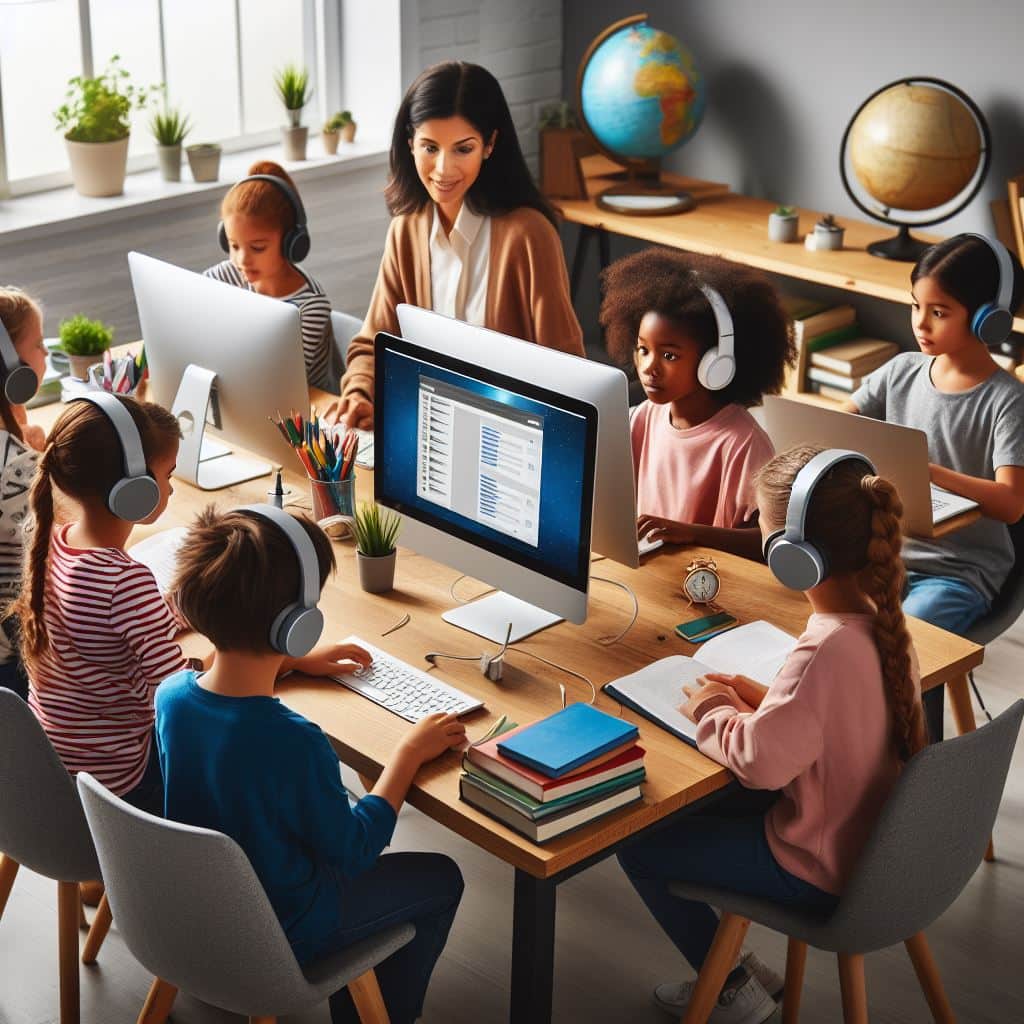 online school, children learning online